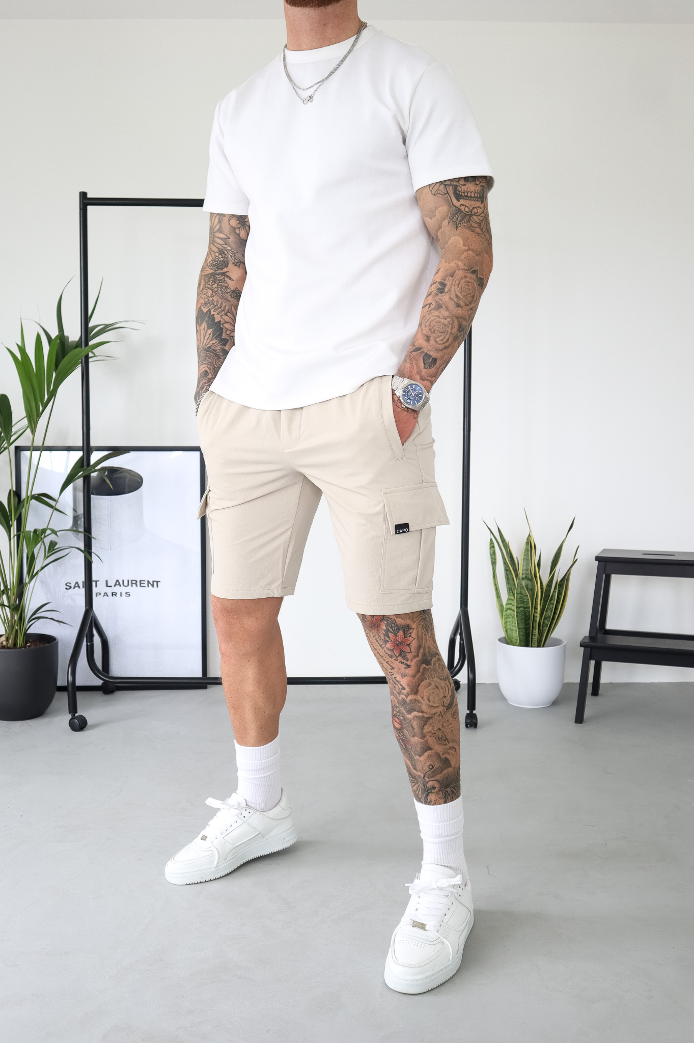 CAPO Utility Cargo Stone Shorts